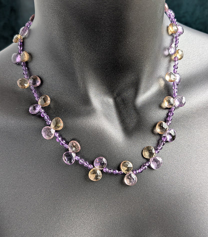 Violet Flower Amethyst, Ametrine, and Sterling Silver Necklace