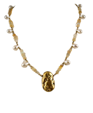 Load image into Gallery viewer, Aria Glow  - Gold, Opals, and Pearl Necklace