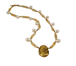Aria Glow  - Gold, Opals, and Pearl Necklace