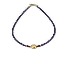 Load image into Gallery viewer, Be Mine Necklace in Faceted Ruby and Amethyst with Gold Center Stone