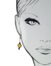 Load image into Gallery viewer, Be Mine Earrings - Amethyst and Gold Leverback Dangle Earrings