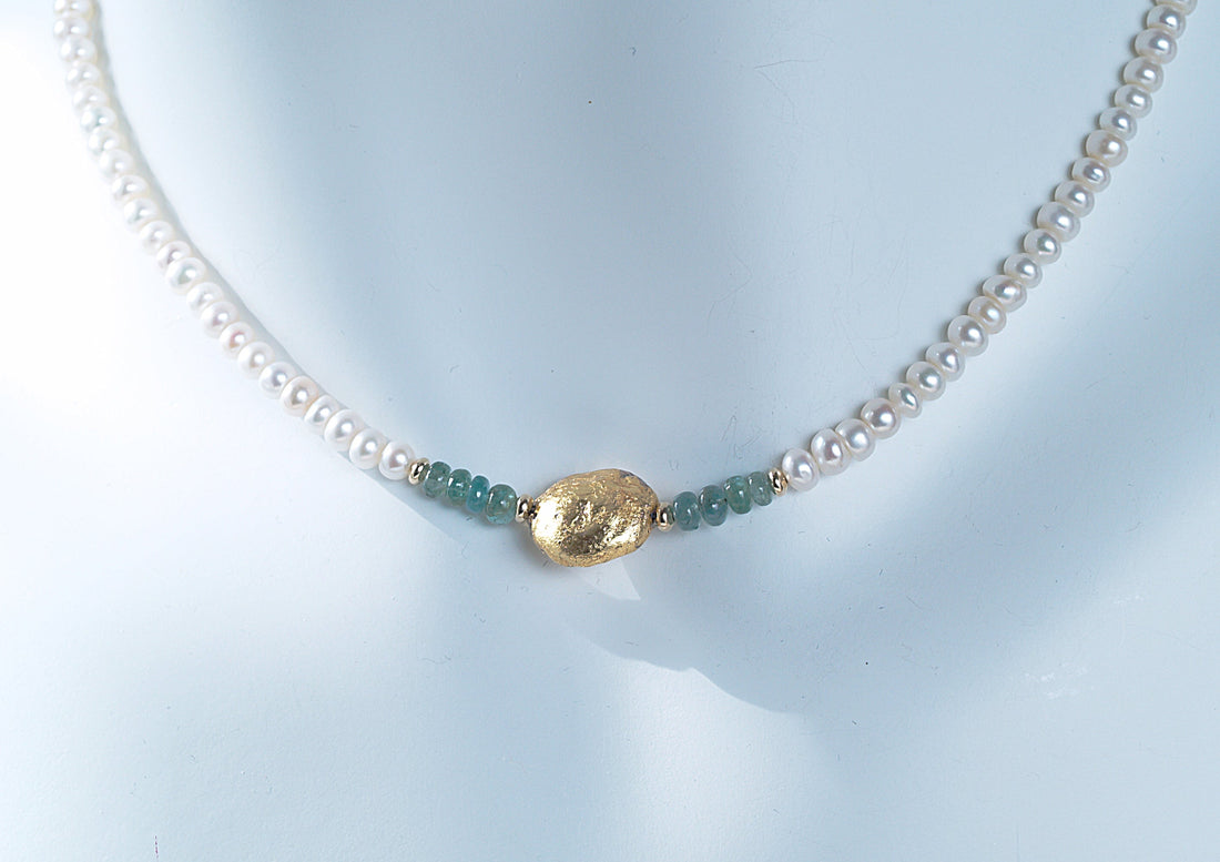Emerald Embrace - Emerald and Pearl Necklace - SOLD