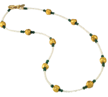 Load image into Gallery viewer, Emerald Kisses - Emerald, Gold, and Pearl Necklace -SOLD