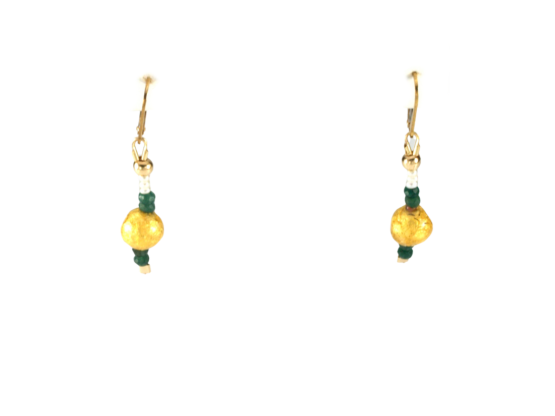 Emerald Kisses - Emerald, Gold and Pearl Earrings SOLD