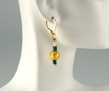 Load image into Gallery viewer, Emerald Kisses - Emerald, Gold and Pearl Earrings