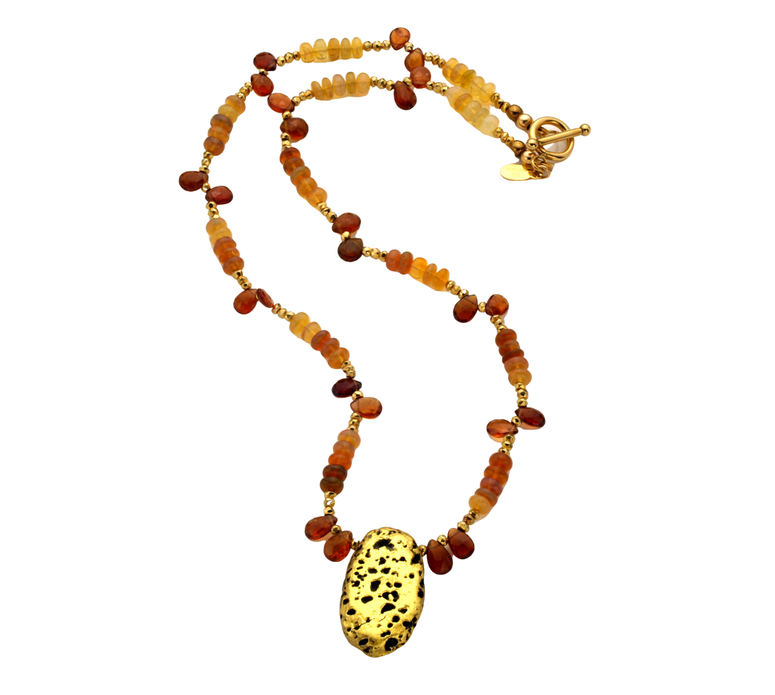 Fireside Chat - Fire Opals, Sapphire, and Gold Necklace