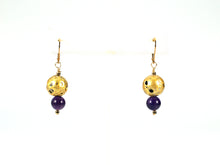 Load image into Gallery viewer, Amethyst Nugget Glow - Amethyst and Gold Leverback Earrings