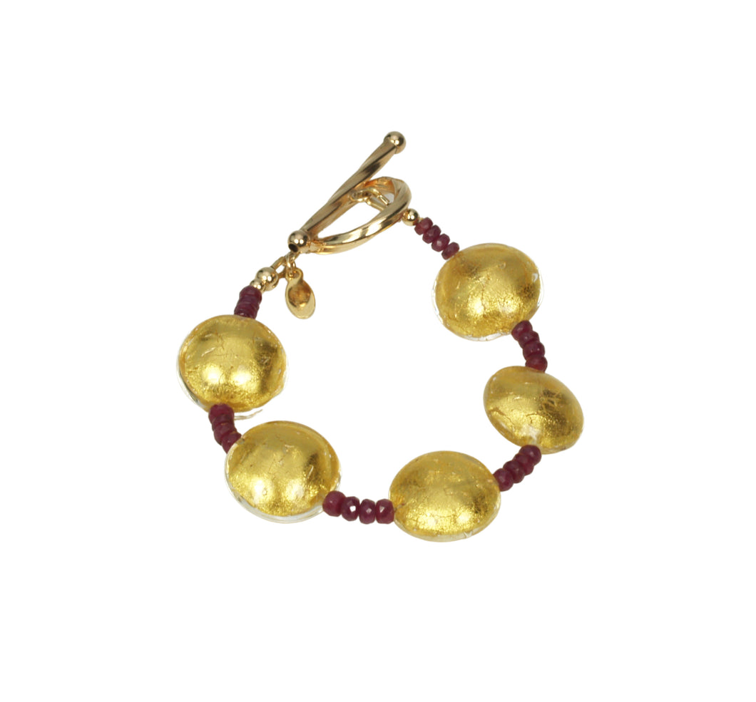 rubies and Venetian glass toggle clasp bracelet