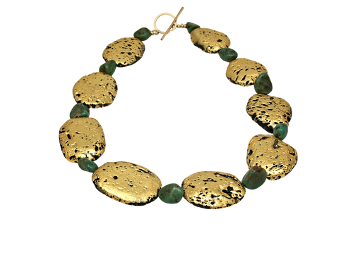 Turquoise Radiance Necklace - Gold and Green Turquoise