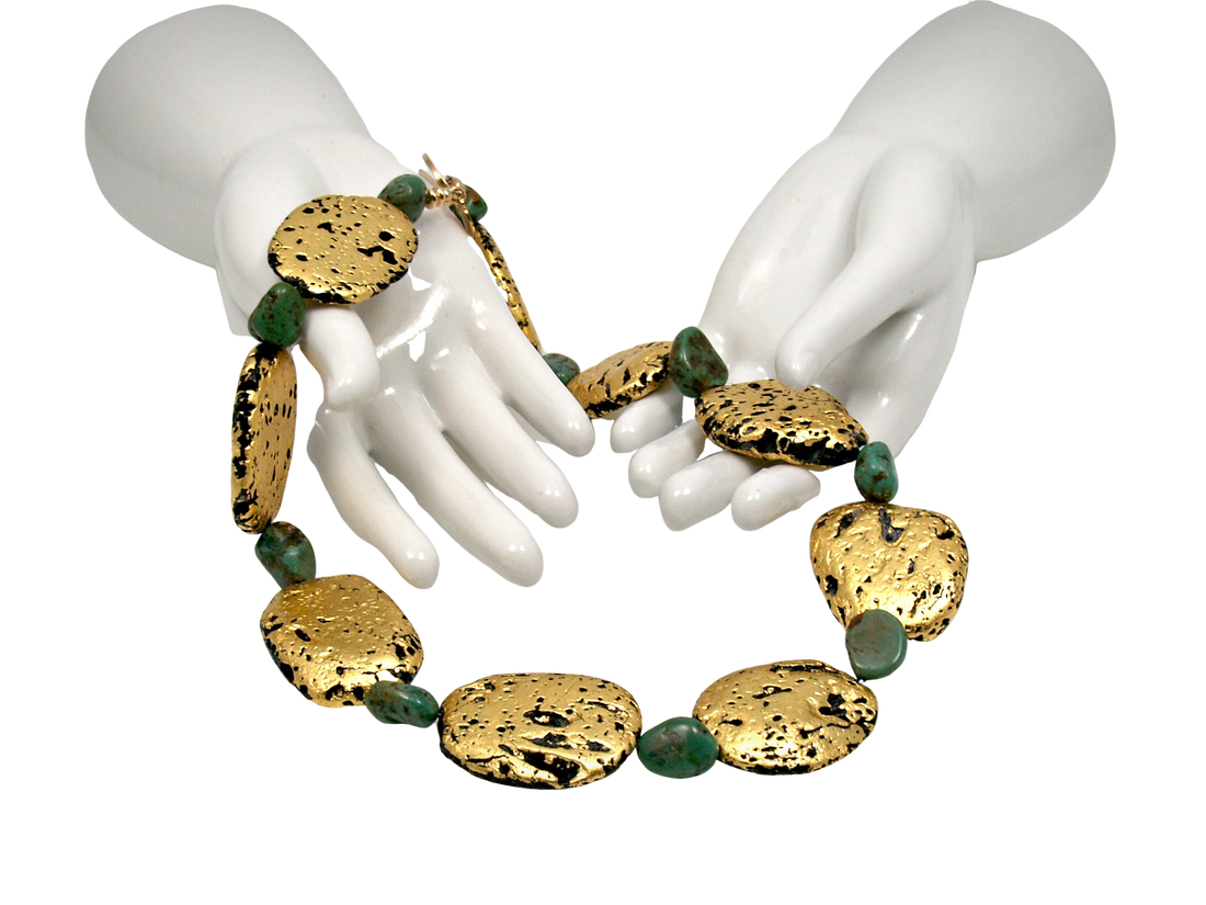 Turquoise Radiance Necklace - Gold and Green Turquoise