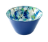Blue painted and gold gilded glass art bowl