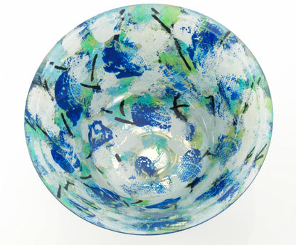 &quot;Blue Garden&quot; Glass Art Bowl