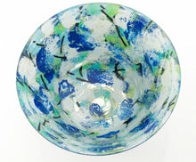 Load image into Gallery viewer, &quot;Blue Garden&quot; Glass Art Bowl