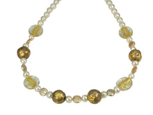 Load image into Gallery viewer, &quot;Matinee&quot; Necklace with Pearls and Gold Gilded Stone