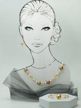 Load image into Gallery viewer, &quot;Matinee&quot; Necklace with Pearls and Gold Gilded Stone