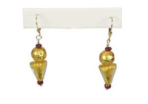 Ruby and Gold Venetian Earrings "Ruby and Gustav"