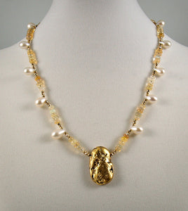 Aria Glow  - Gold, Opals, and Pearl Necklace