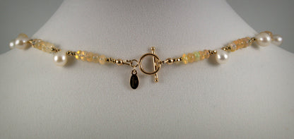 Aria Glow  - Gold, Opals, and Pearl Necklace