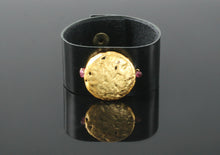 Load image into Gallery viewer, Gilded Sun Leather Cuff Bracelet