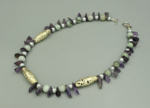 Load image into Gallery viewer, Mystique Necklace - White Gold, Jade, and Amethyst