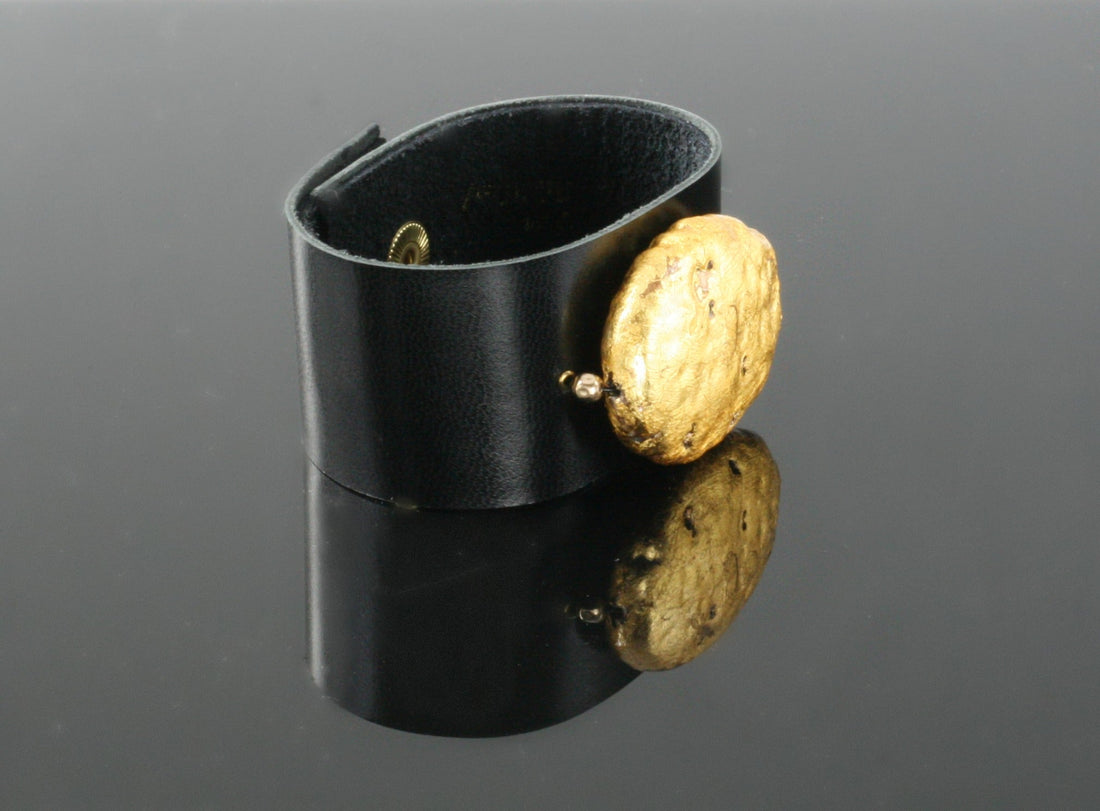 Oval Glow Leather Cuff Bracelet