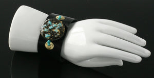 Glow Cuff Turquoise Dazzle - Leather Cuff Bracelet