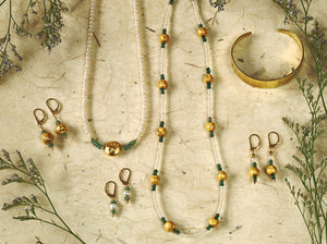 Emerald Embrace - Emerald and Pearl Necklace