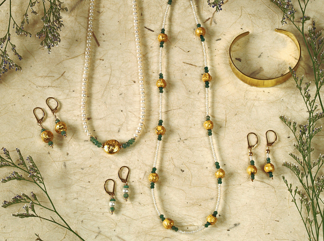 Emerald Embrace -Emerald and Pearl Lever Back Earrings SOLD